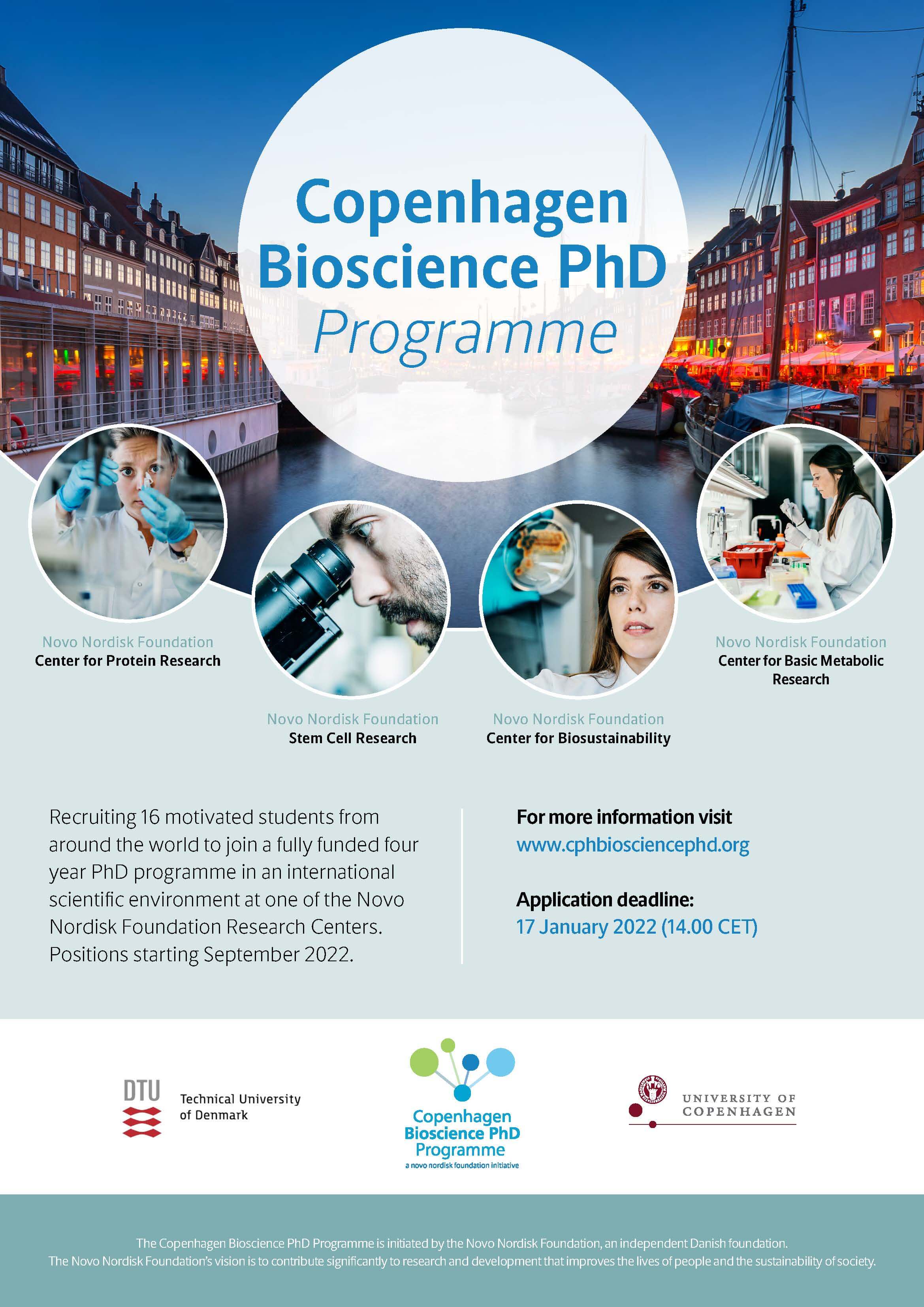 A flier for the Bioscience PhD Programme