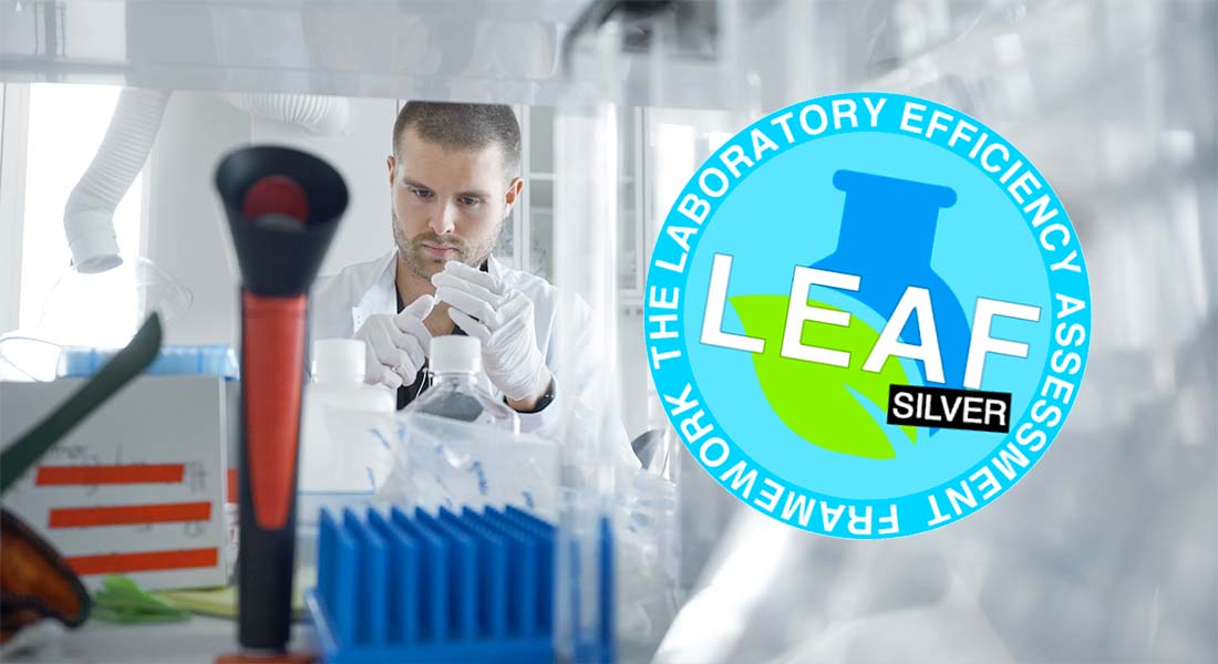 A photo of a lab user also showing the new LEAF certification.