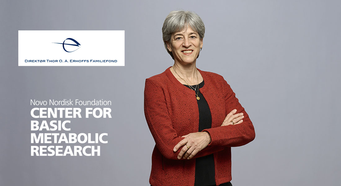 Photo of Juleen Zierath in front of a grey background, with the CBMR logo and the Erhoff Family Foundation logo