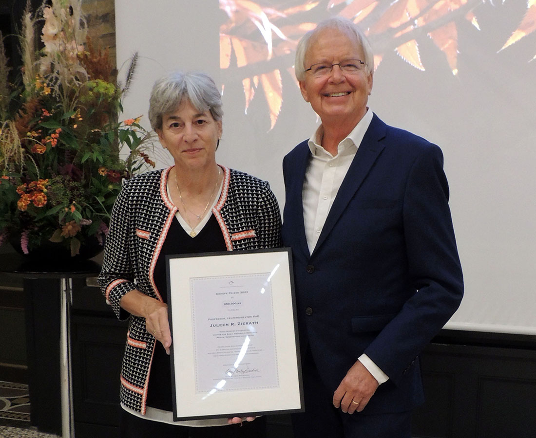 Juleen Zierath and Oluf Borbye Pedersen with the Erhoff Prize