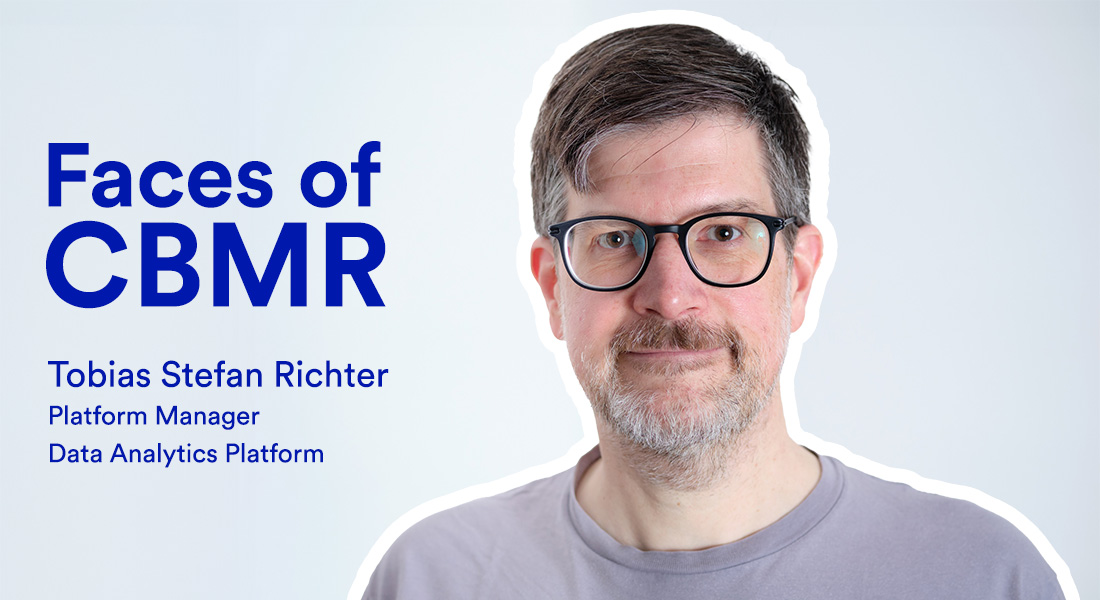 Portrait of Tobias Richter, with the text 'Faces of CBMR' on the left